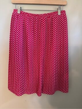 MARK EDWARDS Women's Vintage Polka Dot Pleated SKIRT Pink Size 10 Made in Canada